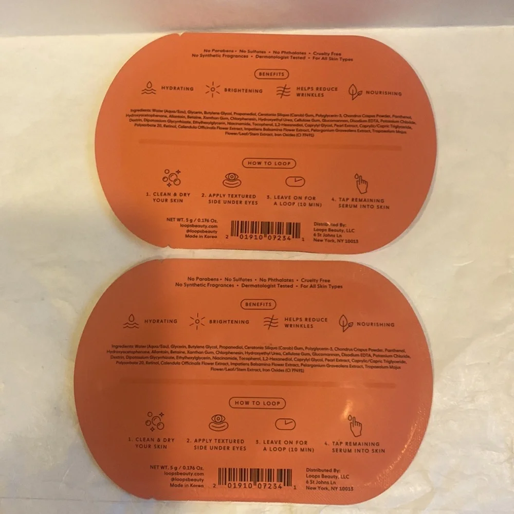 LOOPS Weekly Reset Rejuvenating Eye Mask 2ct 2 packets NIP CLEAN BEAUTY